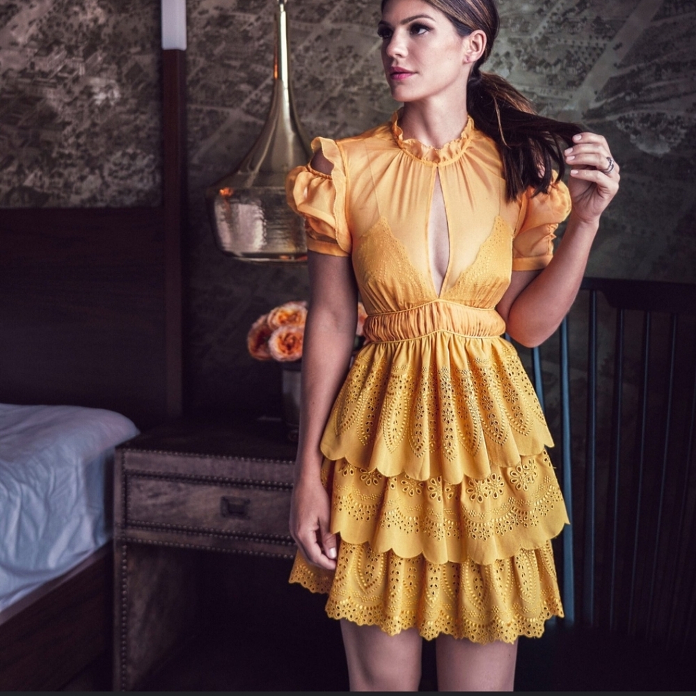 Self-Portrait Chiffon Tiered Mini Dress